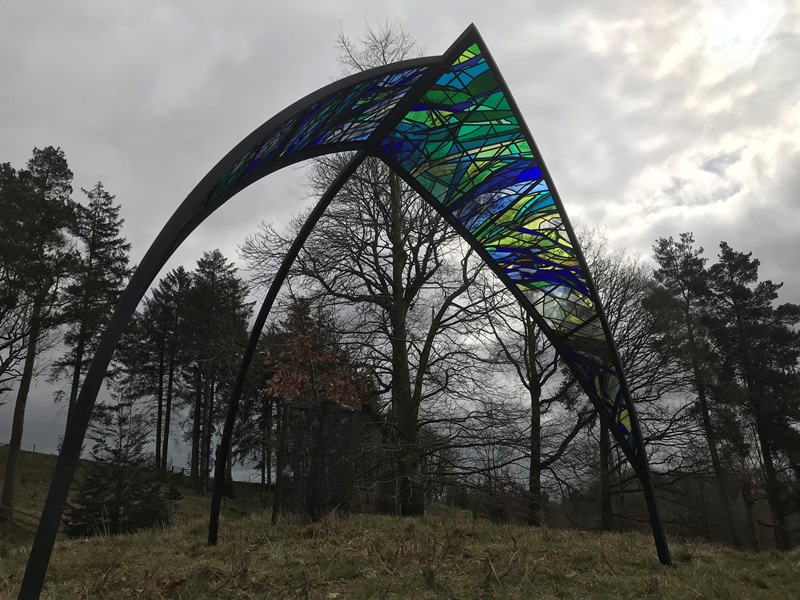 Phoenix stained glass sculpture, Emma Butler-Cole Aiken